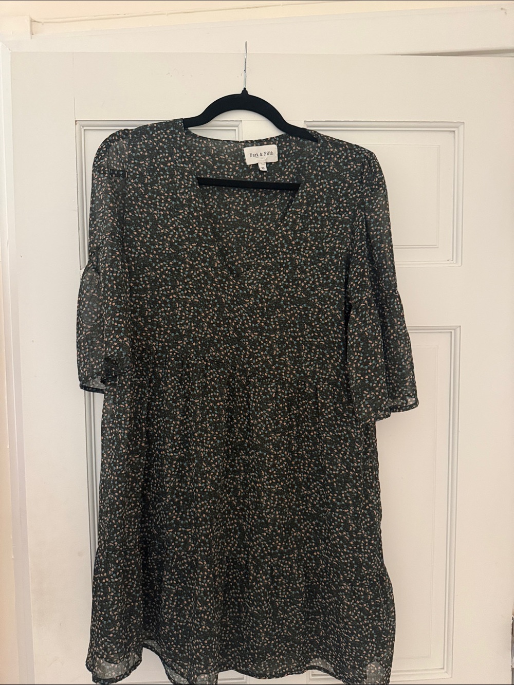 Park & Fifth Dark Green Floral Midi Dress